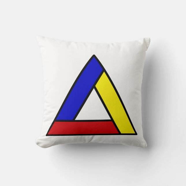 Mondrian Inspired Abstract Triangle Art Throw Pillow (Front)