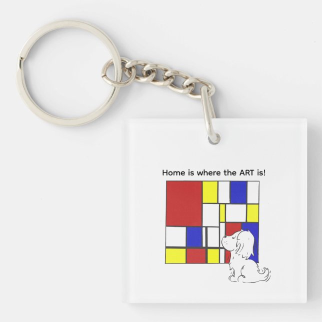 Mondrian Inspired Chamomile Keychain (Front)