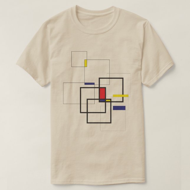 Mondrian Inspired Geometric Composition T-Shirt (Design Front)