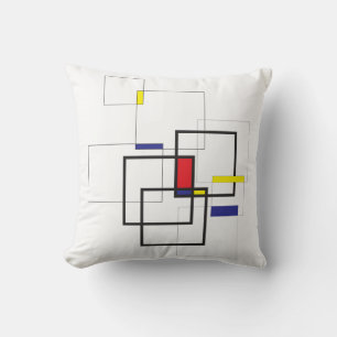 Mondrian Inspired Geometric Composition Throw Pillow