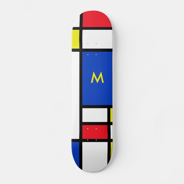 Mondrian Inspired Geometrical Design Abstract Art Skateboard (Front)