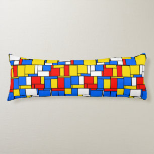 Mondrian Inspired Style Red Blue Yellow Pattern Body Pillow