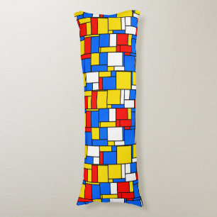 Mondrian Inspired Style Red Blue Yellow Pattern Body Pillow