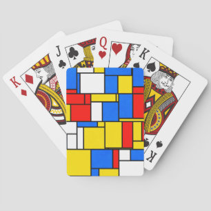 Mondrian Inspired Style Red Blue Yellow Pattern Playing Cards