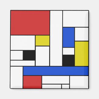 Mondrian Lines 2 Inch Square Magnet