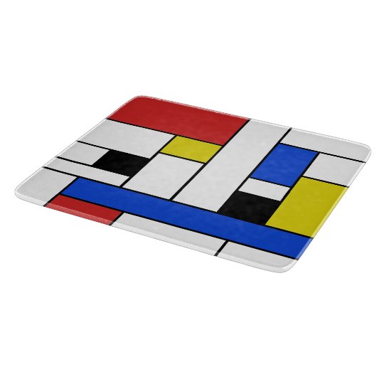 Mondrian Lines Glass Cutting Board 6"x7"