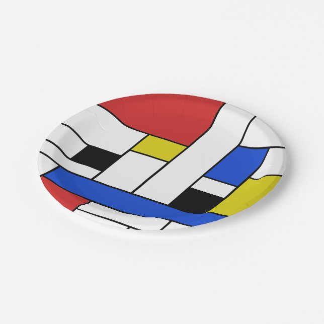 Mondrian Lines Paper Plates 7" (Angled)