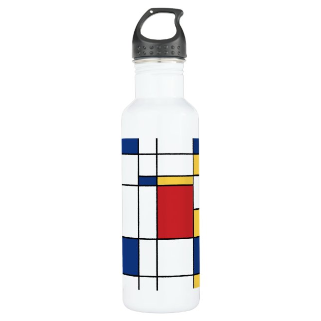 Mondrian Minimalist Abstract Art Primary Colours 710 Ml Water Bottle (Front)