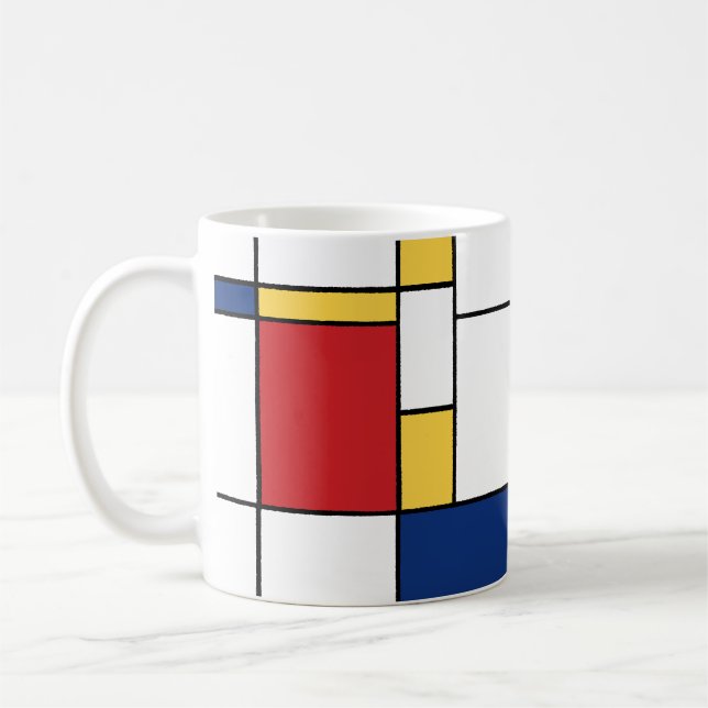 Mondrian Minimalist Abstract Art Primary Colours Coffee Mug (Left)