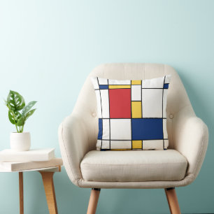 Mondrian Minimalist Abstract Art Primary Colours Throw Pillow