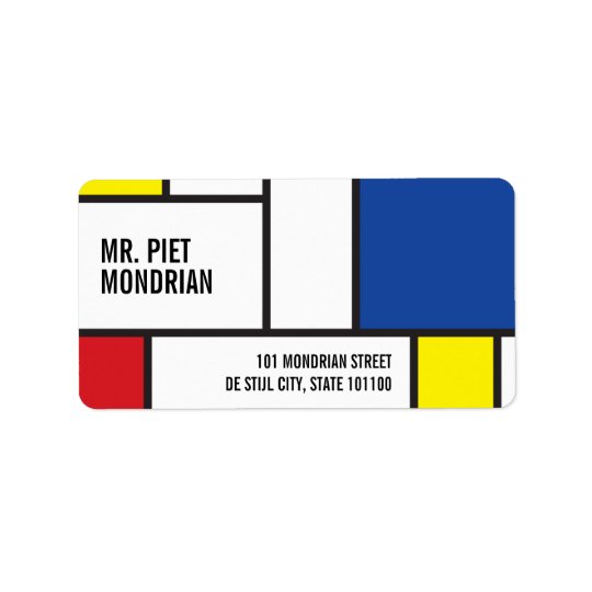 Mondrian Minimalist De Stijl Art Address Labels