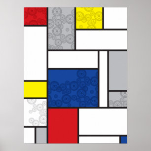 Mondrian Minimalist De Stijl Art Retro Circles Poster