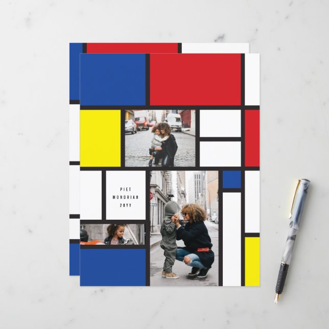 Mondrian Minimalist De Stijl Geo Modern Art Photo (Front/Back In Situ)