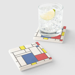 Mondrian Minimalist De Stijl Modern Art Custom Stone Coaster