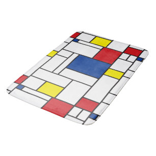 Mondrian Minimalist De Stijl Modern Art Design Bath Mat