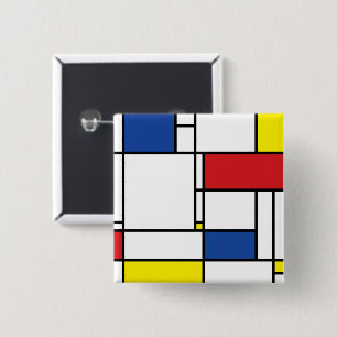 Mondrian Minimalist Geometric De Stijl Modern Art 2 Inch Square Button