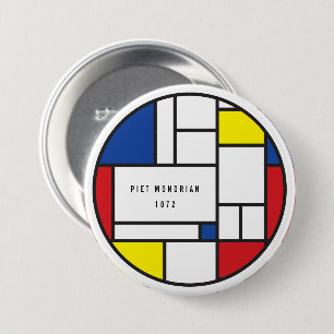 Mondrian Minimalist Geometric De Stijl Modern Art 3 Inch Round Button