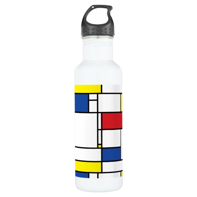 Mondrian Minimalist Geometric De Stijl Modern Art 710 Ml Water Bottle (Front)