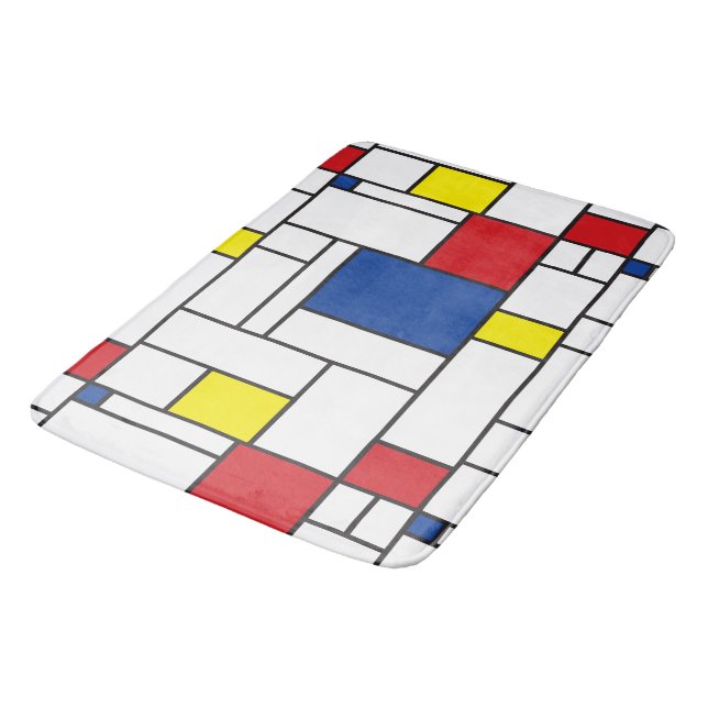 Mondrian Minimalist Geometric De Stijl Modern Art Bath Mat (Angled)