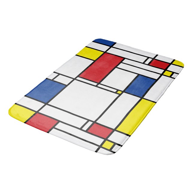Mondrian Minimalist Geometric De Stijl Modern Art Bath Mat (Angled)