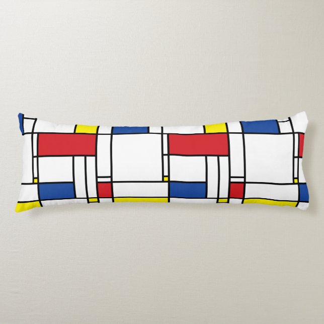 Mondrian Minimalist Geometric De Stijl Modern Art Body Pillow (Front)