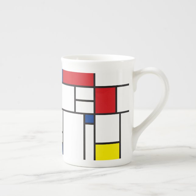 Mondrian Minimalist Geometric De Stijl Modern Art Bone China Mug (Right)