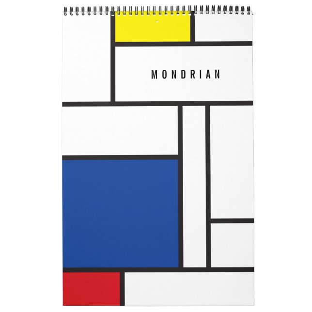 Mondrian Minimalist Geometric De Stijl Modern Art Calendar (Cover)