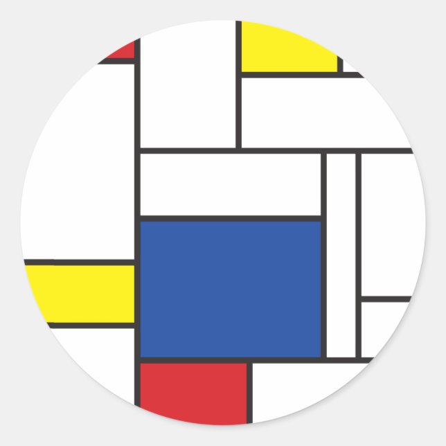Mondrian Minimalist Geometric De Stijl Modern Art Classic Round Sticker (Front)