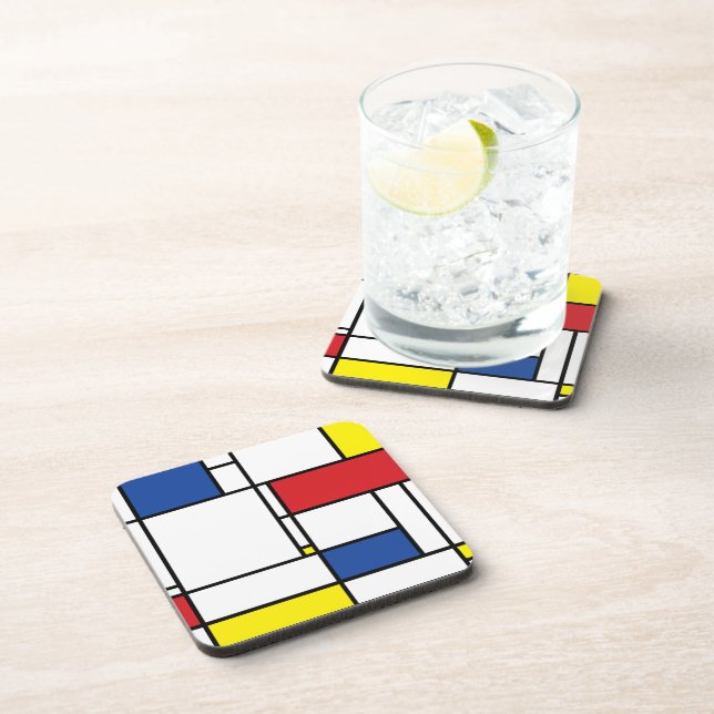 Mondrian Minimalist Geometric De Stijl Modern Art Coaster (Right Side)