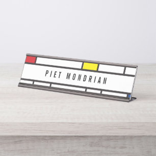 Mondrian Minimalist Geometric De Stijl Modern Art Desk Name Plate