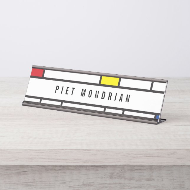 Mondrian Minimalist Geometric De Stijl Modern Art Desk Name Plate (Front)