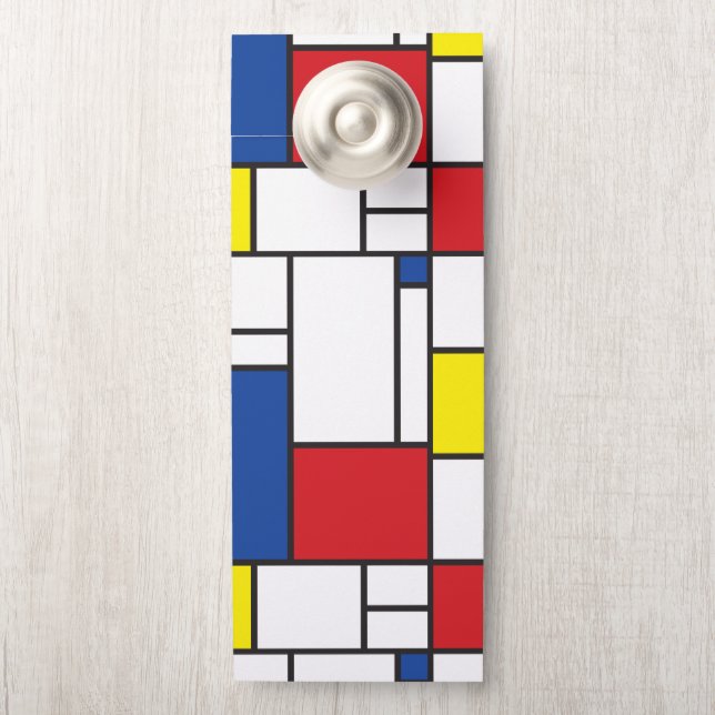 Mondrian Minimalist Geometric De Stijl Modern Art Door Hanger (On Knob)