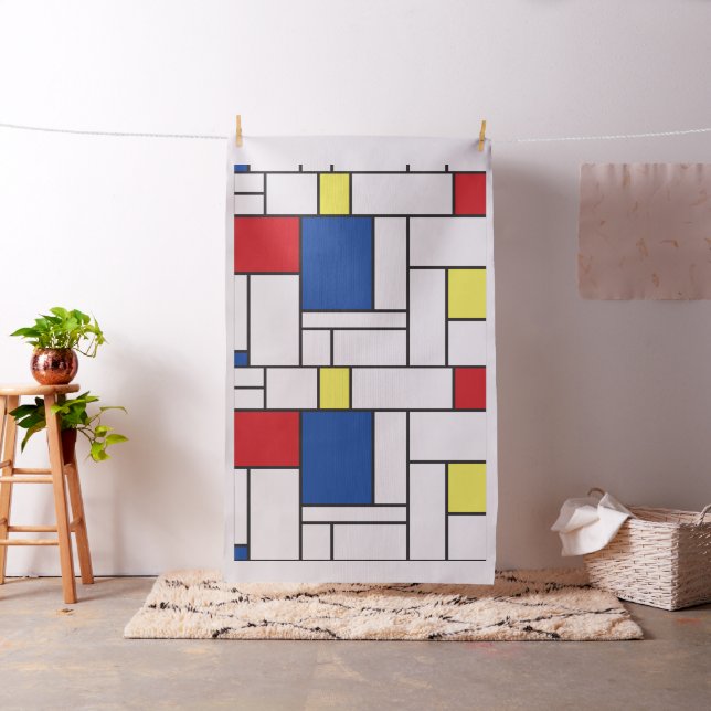 Mondrian Minimalist Geometric De Stijl Modern Art Fabric (In Situ)