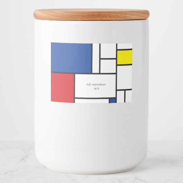 Mondrian Minimalist Geometric De Stijl Modern Art Food Label (Front)