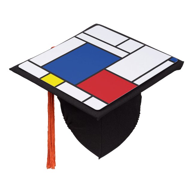 Mondrian Minimalist Geometric De Stijl Modern Art Graduation Cap Topper (Angled)