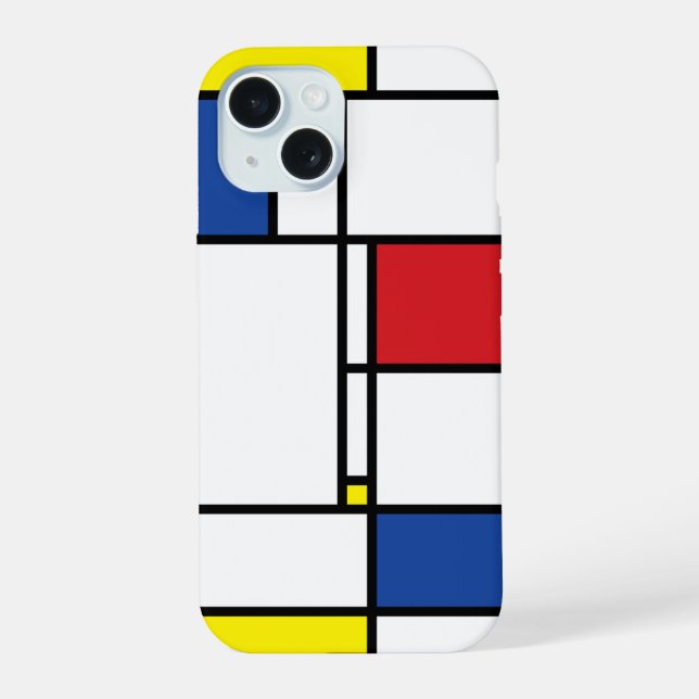 Mondrian Minimalist Geometric De Stijl Modern Art iPhone 15 Case (Back)