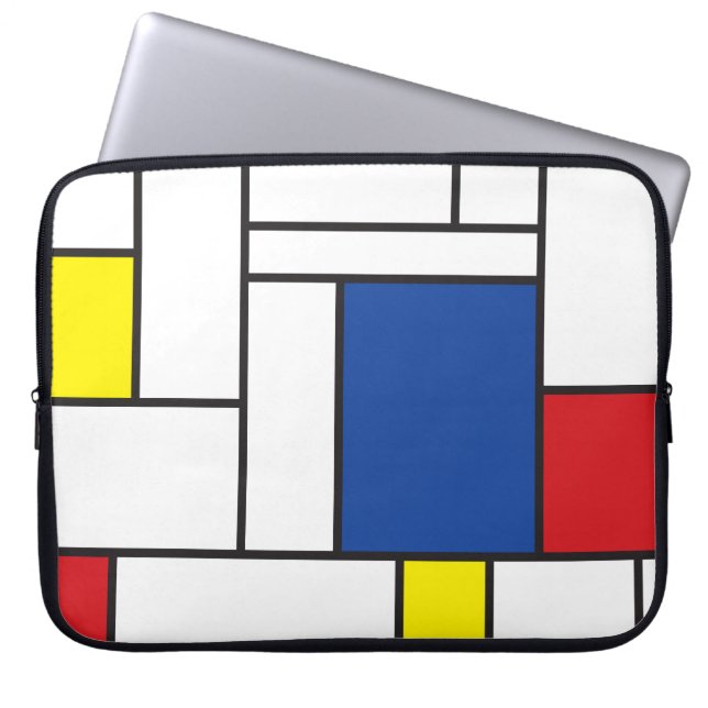 Mondrian Minimalist Geometric De Stijl Modern Art Laptop Sleeve (Front)