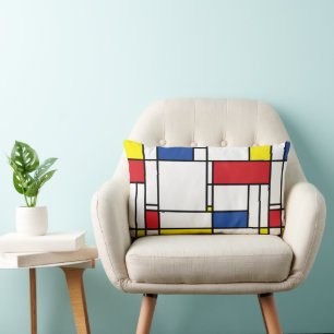 Mondrian Minimalist Geometric De Stijl Modern Art Lumbar Pillow
