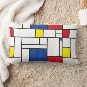 Mondrian Minimalist Geometric De Stijl Modern Art Lumbar Pillow