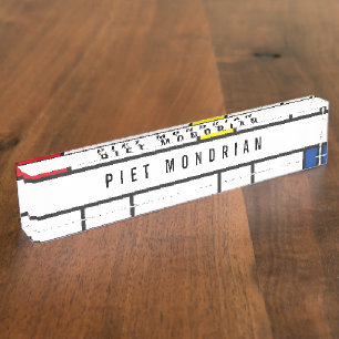 Mondrian Minimalist Geometric De Stijl Modern Art Nameplate