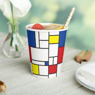 Mondrian Minimalist Geometric De Stijl Modern Art Paper Cups