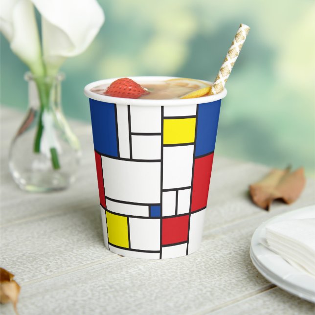 Mondrian Minimalist Geometric De Stijl Modern Art Paper Cups (Insitu)