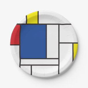 Mondrian Minimalist Geometric De Stijl Modern Art Paper Plate