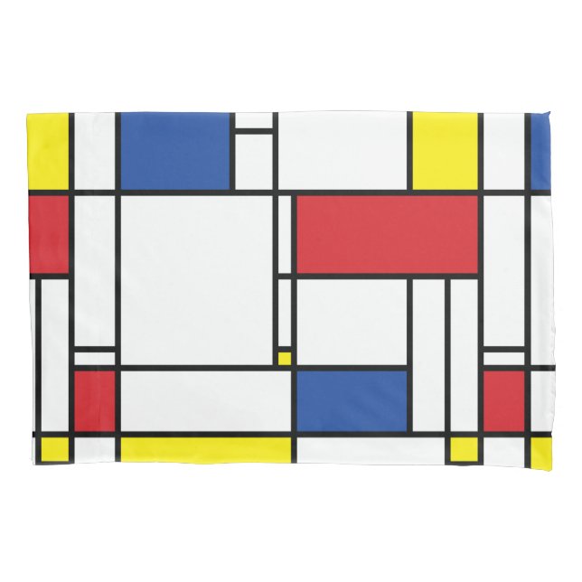 Mondrian Minimalist Geometric De Stijl Modern Art Pillowcase (Front)