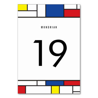 Mondrian Minimalist Geometric De Stijl Modern Art Table Number