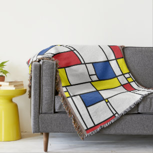 Mondrian Minimalist Geometric De Stijl Modern Art Throw Blanket