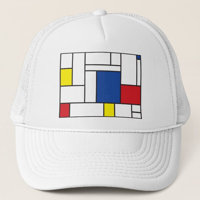 Mondrian Minimalist Geometric De Stijl Modern Art Trucker Hat (Front)