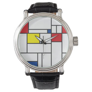 Mondrian Minimalist Geometric De Stijl Modern Art Watch