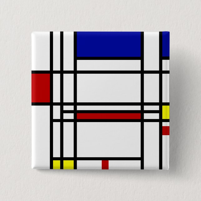 Mondrian Modern Art 2 Inch Square Button (Front)