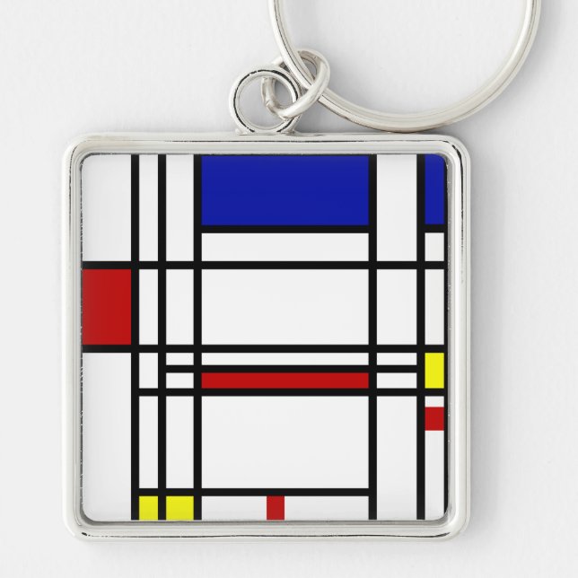 Mondrian Modern Art Keychain (Front)